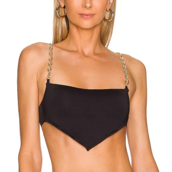 WeWoreWhat Bandana Bikini Top in Black Brand New - Picture 1 of 8